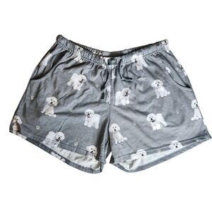 Comfies Pajama Shorts Bichon Frise Dog Print Gray Lounge Sleepwear Small